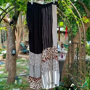 DAIRI FASHION woven black cheetah checkered pants style 444 one Size. (M/L) NWT